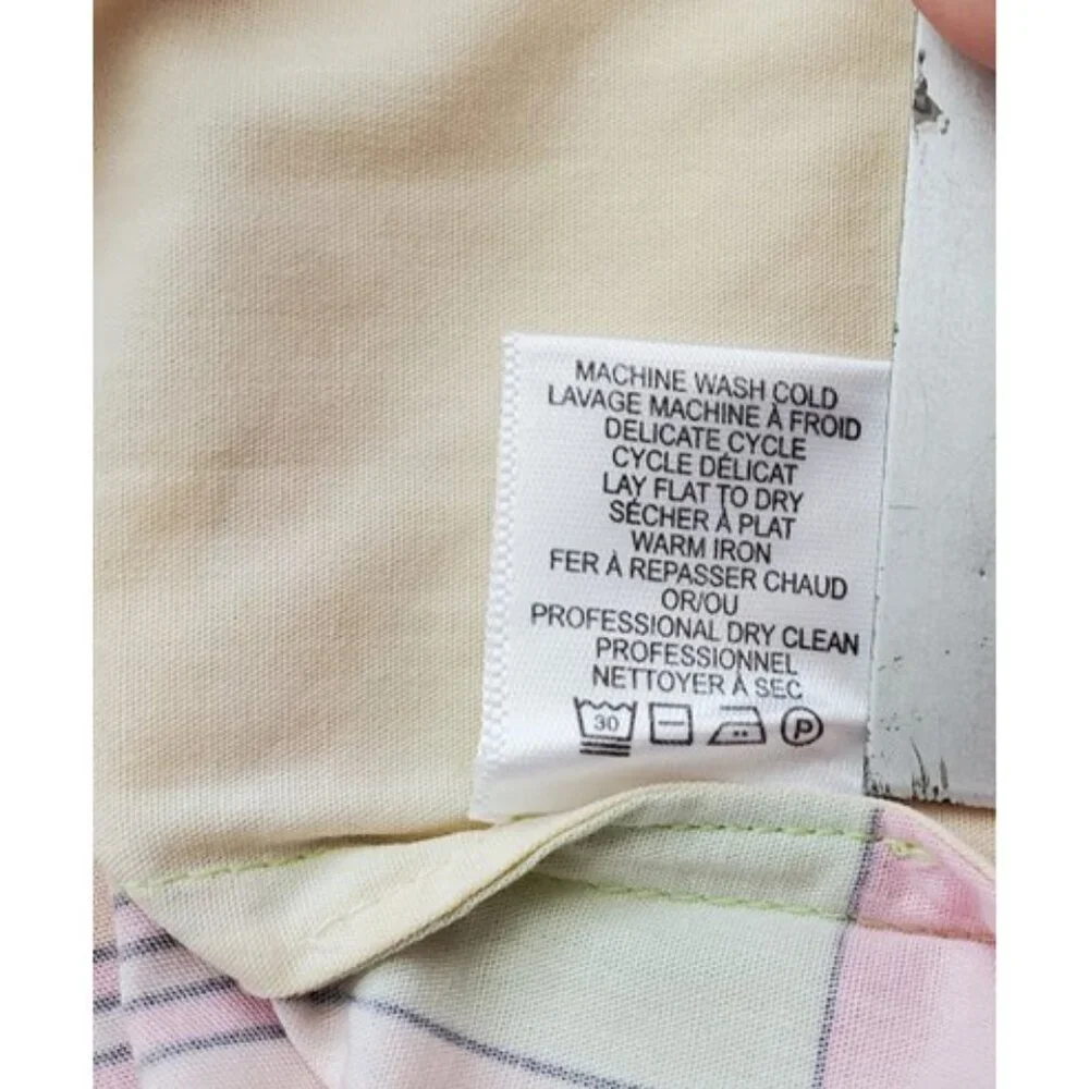 Frances Valentine Relaxed Fit Cotton Poplin Yellow Color-Block Plaid Top Size XL - Picture 8 of 9